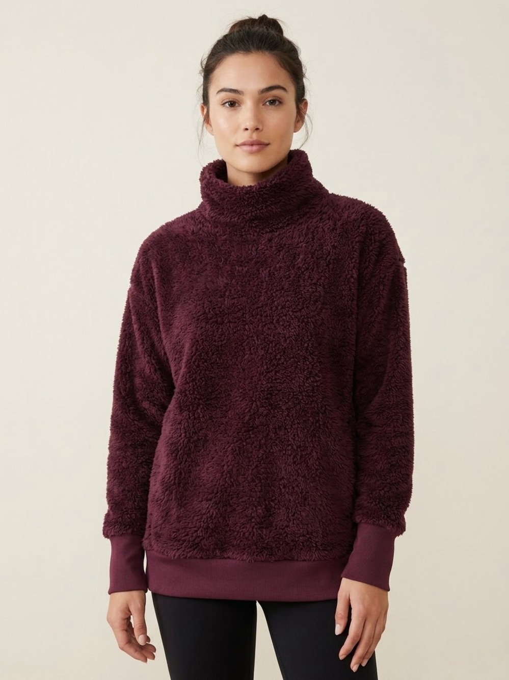 NWT RBX Active Women’s Plush Cozy Sherpa Fleece Pullover Sweater – Garnet Red